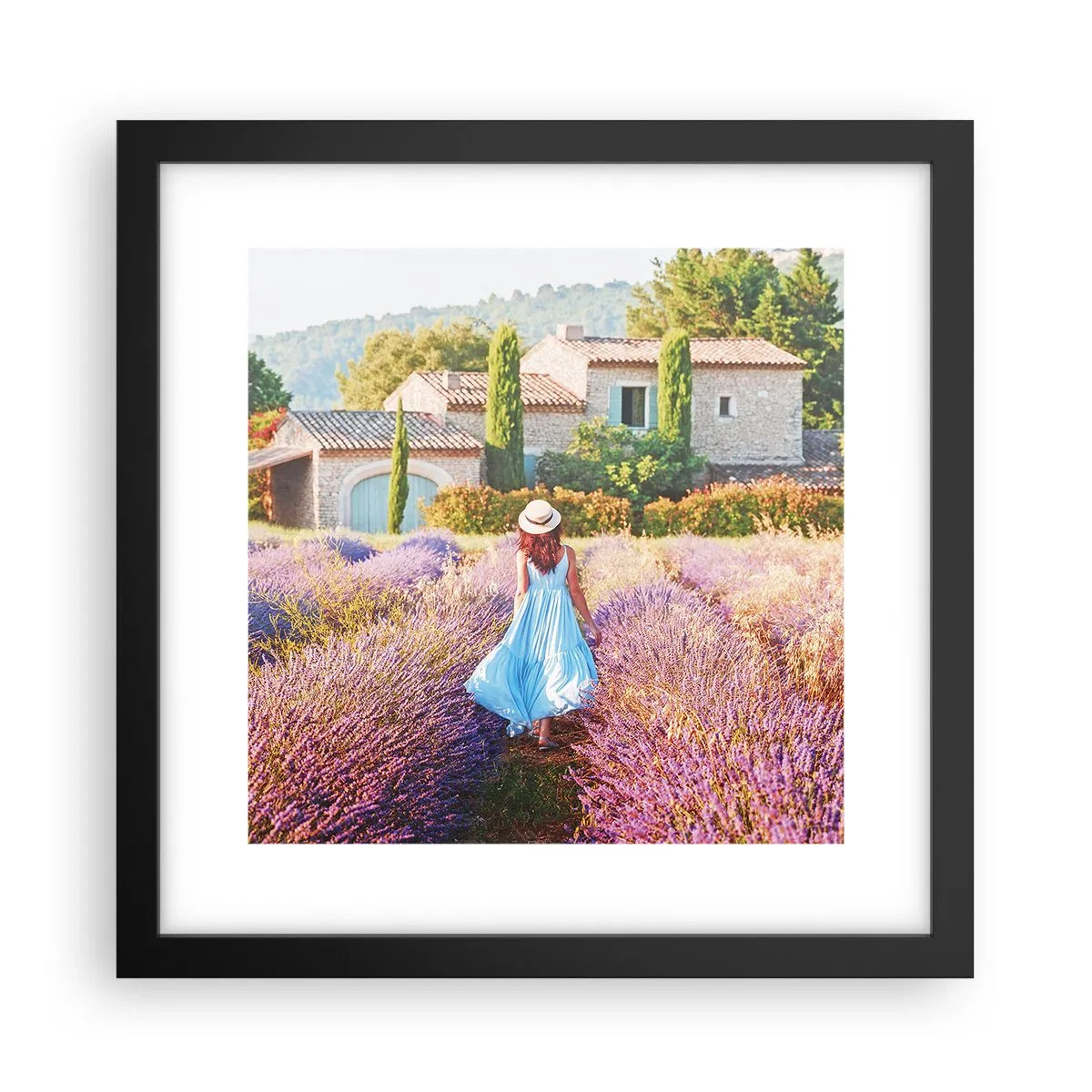 Plakat w czarnej ramie - Lawendowa dziewczyna - 30x30 cm