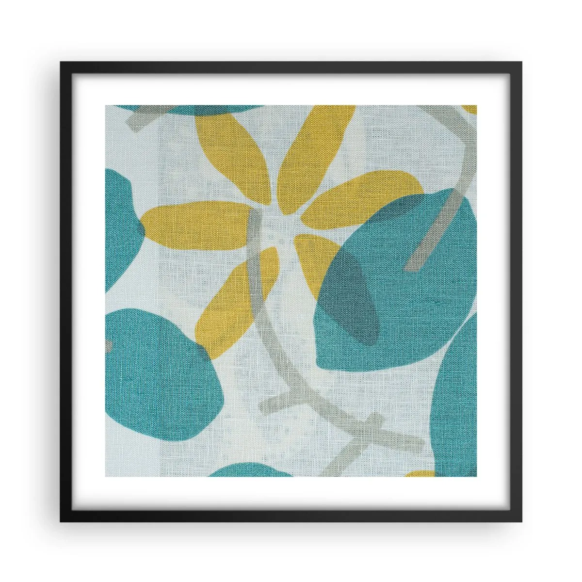 Plakat w czarnej ramie - Wśród lazurowych liści - 50x50 cm