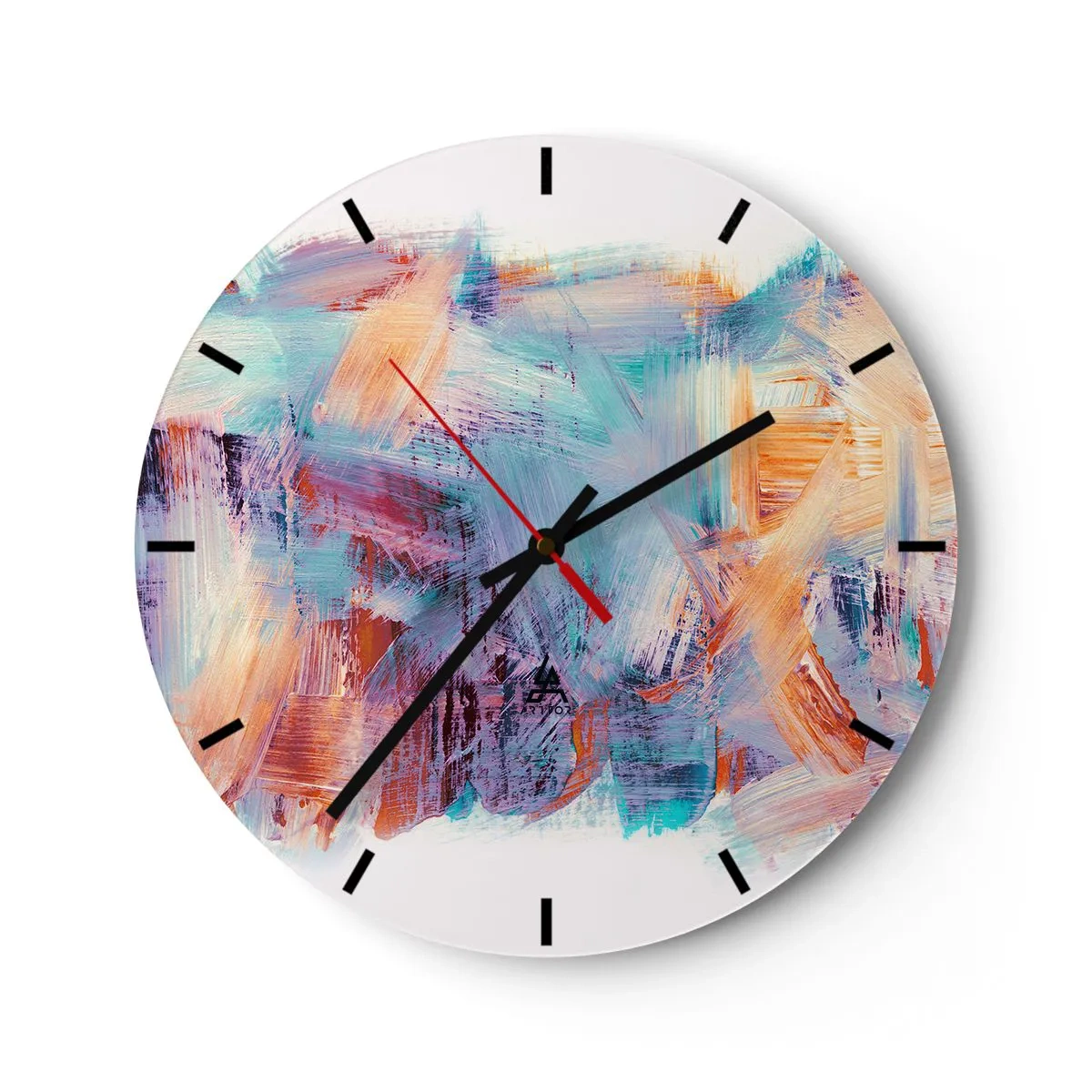 Zegar ścienny - Dynamiczne pociągnięcia pędzla w żywych kolorach - 30x30cm - Kolorowy bałagan - Nowoczesna dekoracja ścienna do salonu, kuchni i sypialni ARTTOR