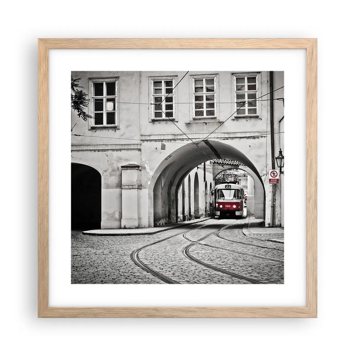 Plakat w ramie jasny dąb - Przez miejski labirynt - 40x40 cm