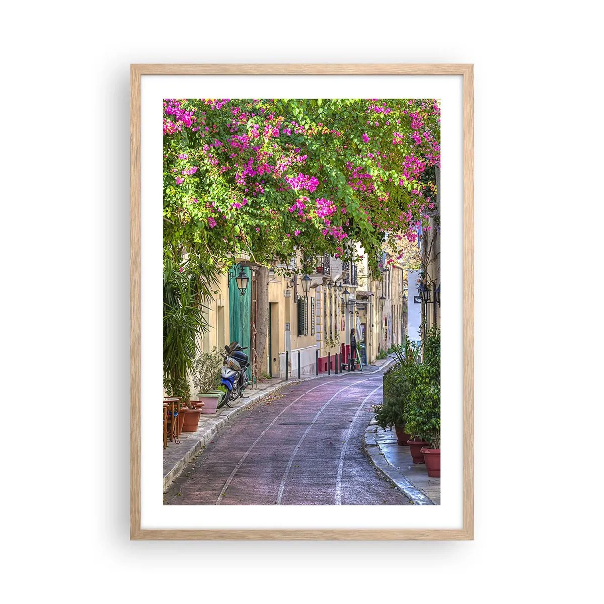 Plakat w ramie jasny dąb - Kwitnący zaułek - 50x70 cm