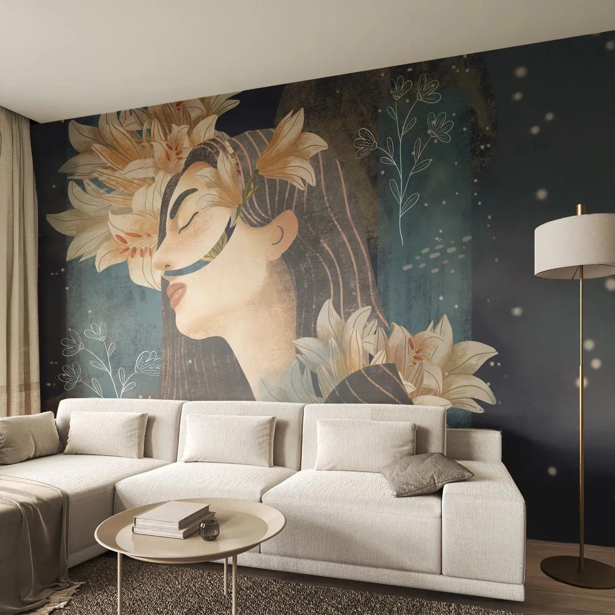 Fototapeta Samoprzylepna Deluxe Sticker - Baśń o królewnie z liliami - Abstrakcja, Kobieta, Kwiaty - 250x175 cm