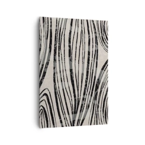 Obraz na płótnie - Abstrakcyjne fale w czarno-białych odcieniach - 70x100cm - Rozlewisko linii - Nowoczesna dekoracja ścienna do salonu i sypialni ARTTOR