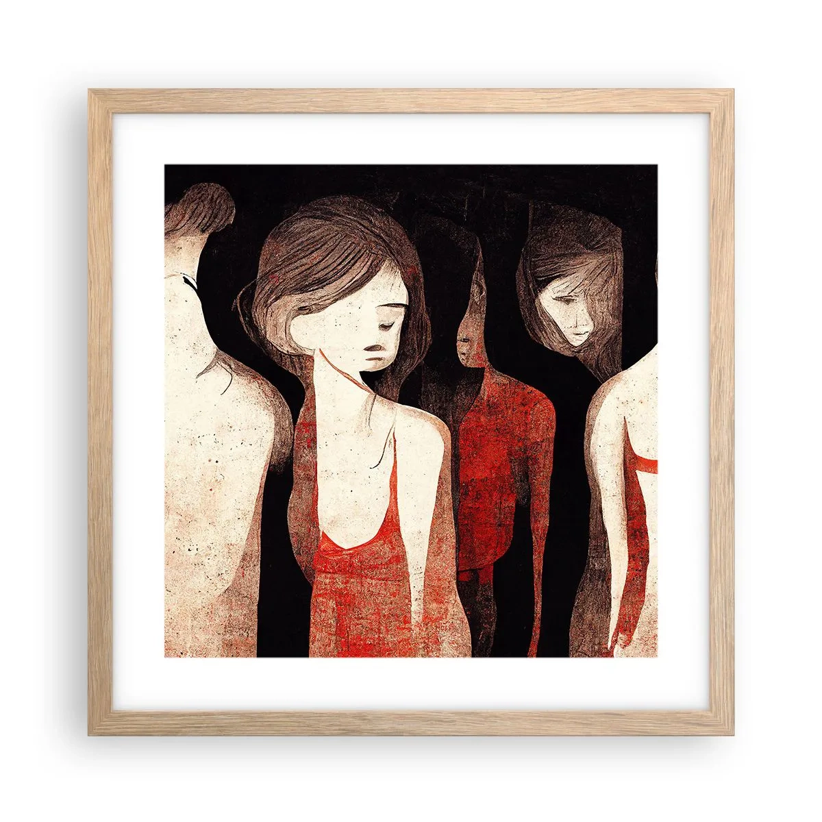 Plakat w ramie jasny dąb - Madonny z ciemności - 40x40 cm