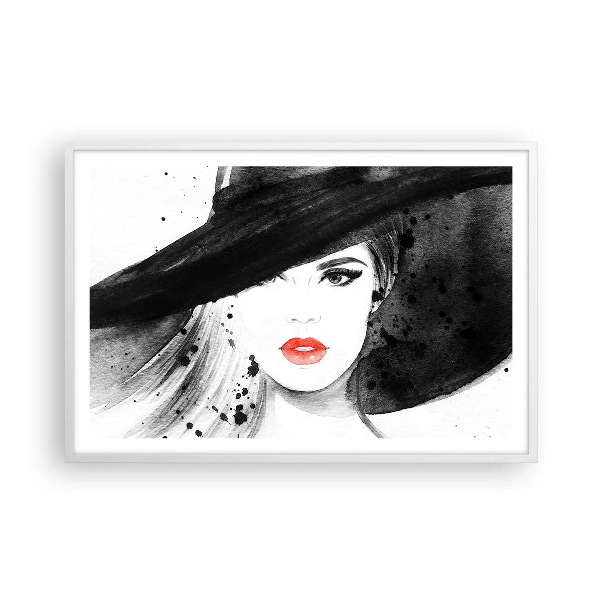 Plakat w białej ramie - Dama w czerni - 91x61 cm