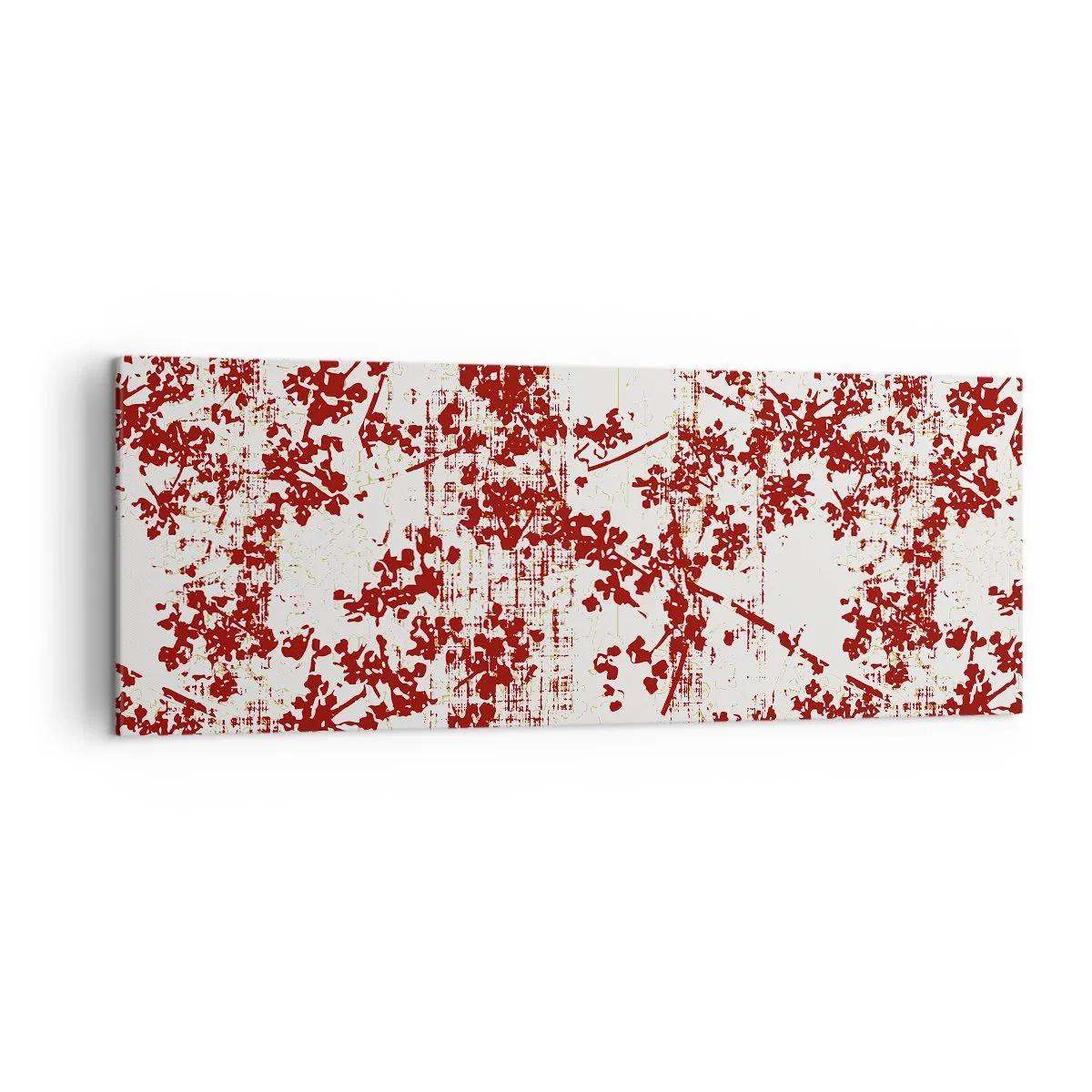 Obraz na płótnie - Czerwone kwiaty na białym tle w artystycznym stylu - 140x50cm - Jak dawny perkalik - Nowoczesna dekoracja ścienna do salonu i sypialni ARTTOR