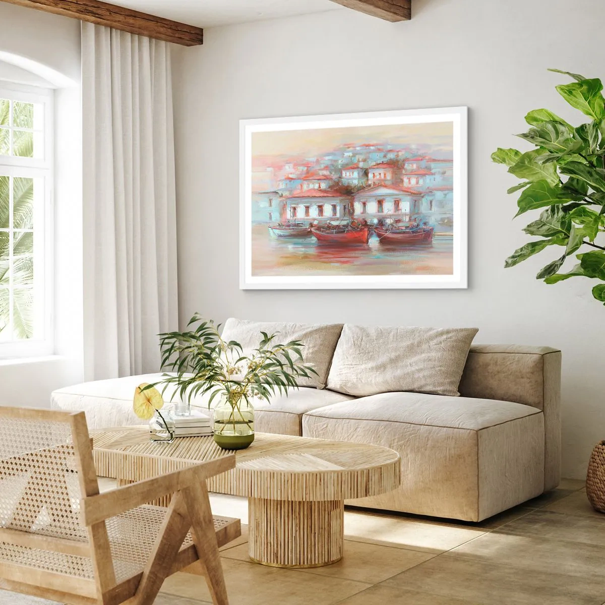 Plakat w białej ramie - Szczęśliwe miasteczko - 91x61 cm