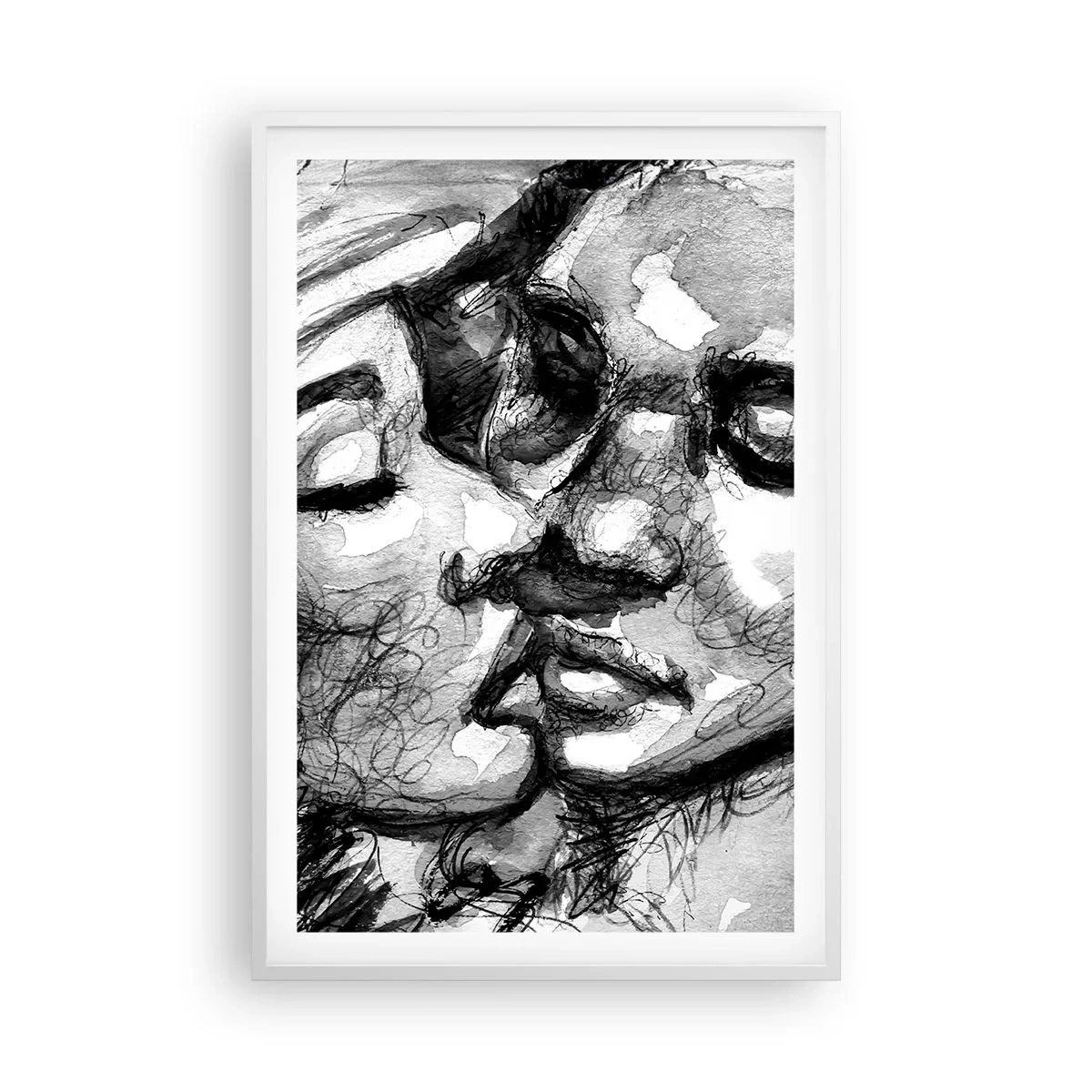 Plakat w białej ramie - Czuła chwila - 61x91 cm