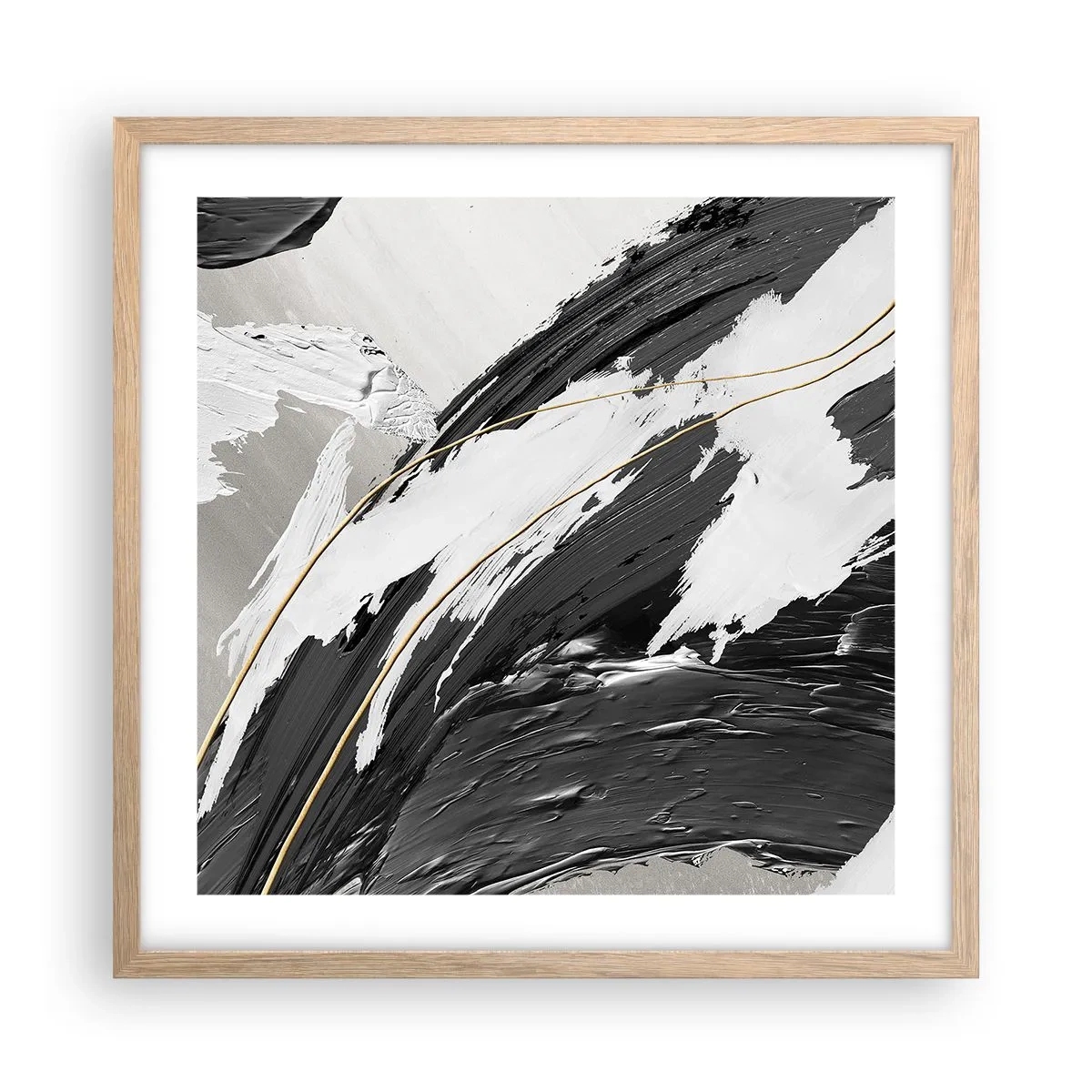 Plakat w ramie jasny dąb - Abstrakcja z rozmachem - 50x50 cm