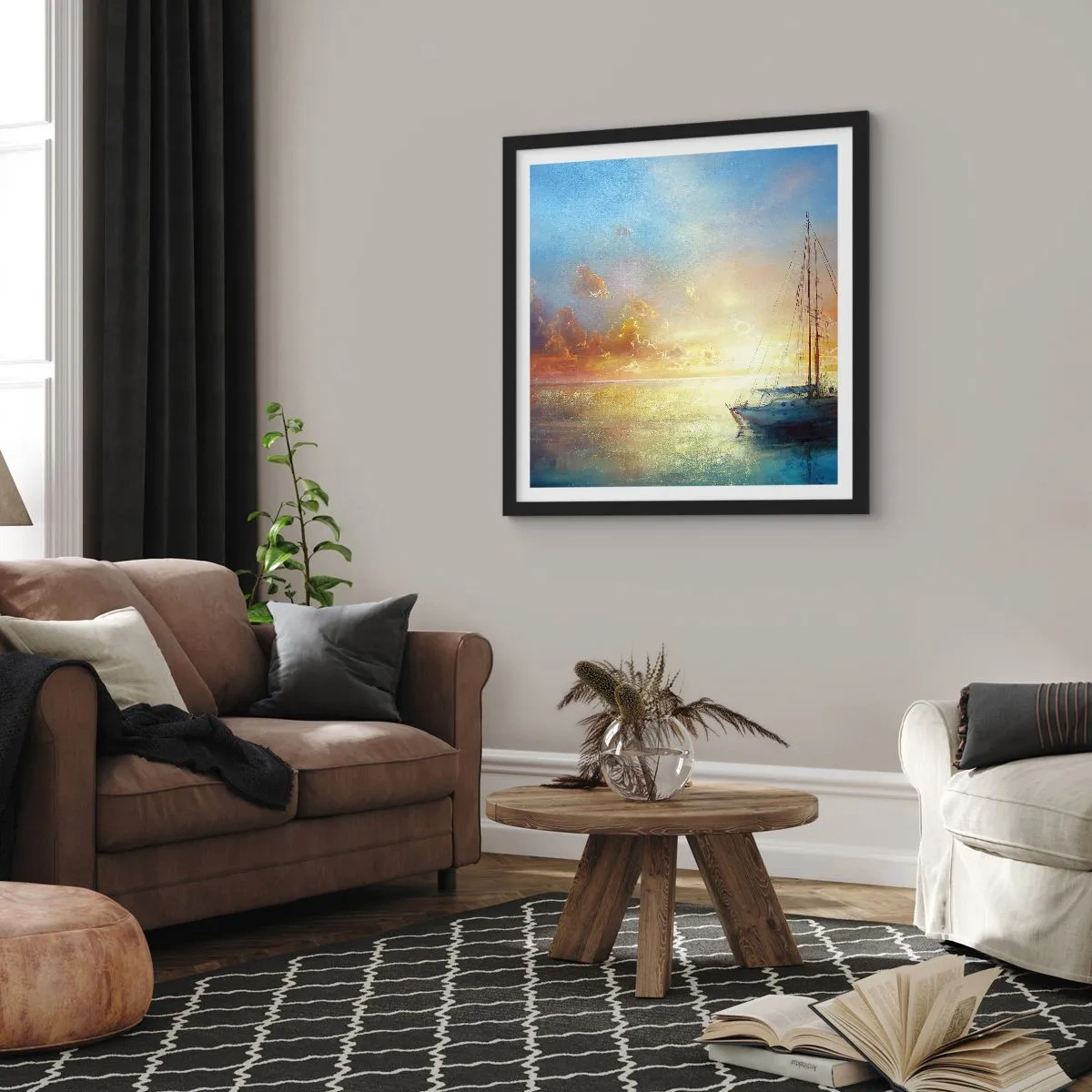 Plakat w czarnej ramie - W złotej zatoce - 60x60 cm