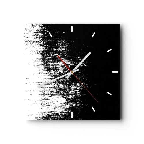 Zegar ścienny - Minimalistyczna abstrakcja w czerni i bieli - 30x30cm - I zwycięzcą jest… - Nowoczesna dekoracja ścienna do salonu i sypialni ARTTOR