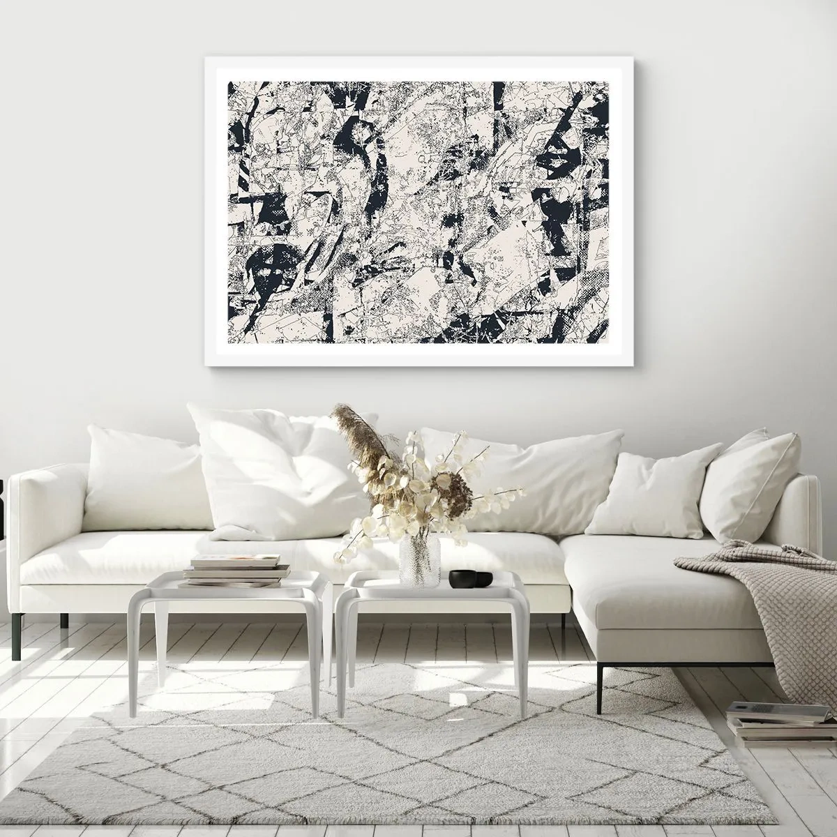 Plakat w białej ramie - Przenikanie przeciwieństw - 100x70 cm