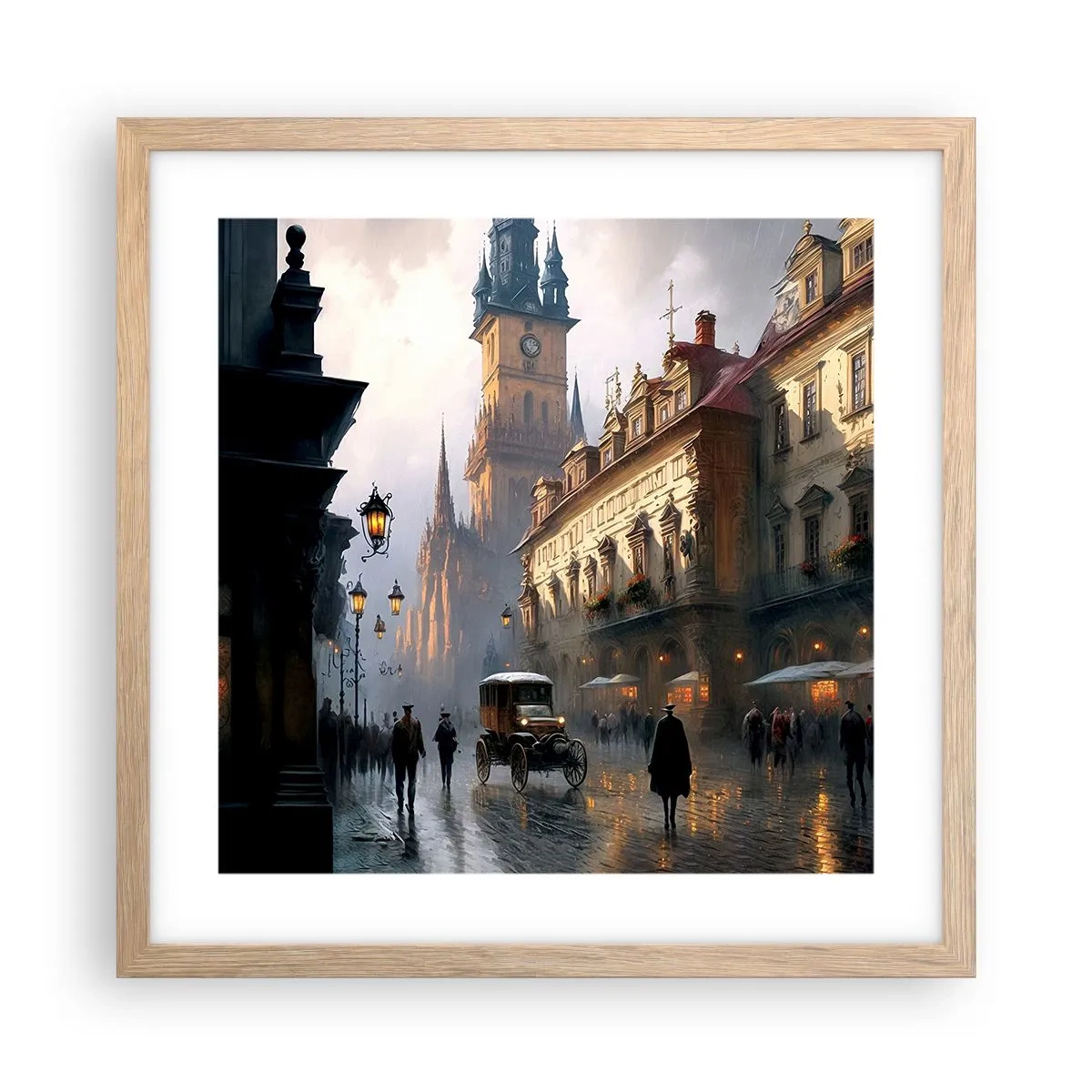 Plakat w ramie jasny dąb - Czar praskiego wieczoru - 40x40 cm
