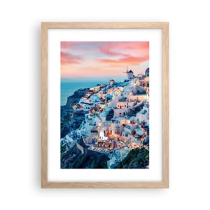 Plakat w ramie jasny dąb - Twoje wielkie greckie wakacje - 30x40 cm