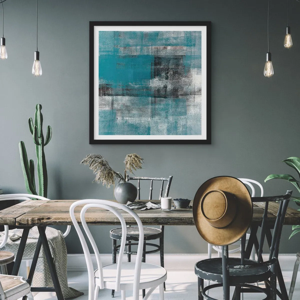 Plakat w czarnej ramie - Woda i powietrze - 60x60 cm