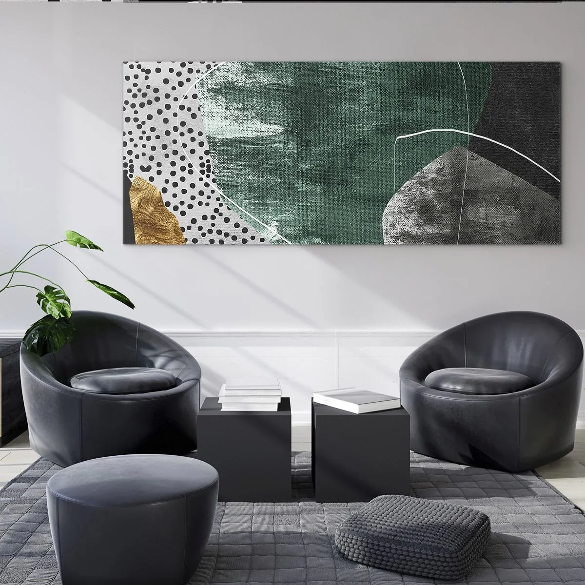 Obraz na szkle - Barwna abstrakcja z płatkiem złota - 100x40 cm