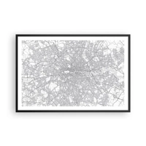 Plakat w czarnej ramie - Mapa londyńskiego labiryntu - 91x61 cm