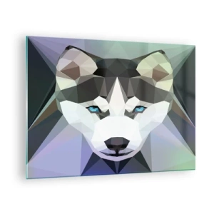 Obraz na szkle - Geometria wilka w nowoczesnym stylu - 70x50cm - Wspomnienie śniegów północy - Nowoczesna dekoracja ścienna do salonu i sypialni ARTTOR