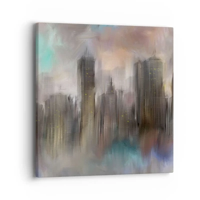 Obraz na płótnie - Kompozycja ze stali, kamienia i mgły - 40x40 cm