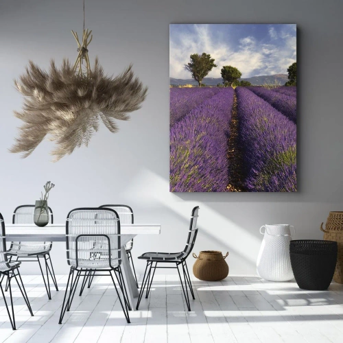 Obraz na Płótnie Arttor 45x80 cm - Lawendowe łany - Krajobraz, Natura, Lawenda, Francja, Pejzaż, Do Salonu, Do Sypialni, Zielony, Niebieski, Pionowy, Płótno, PA45x80-0128