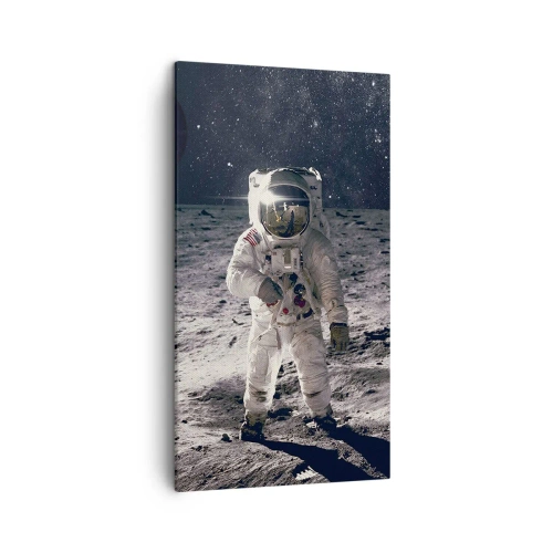Obraz na Płótnie Arttor 45x80 cm - Pozdrowienia z Księżyca - Abstrakcja, Człowiek Na Księżycu, Astronauta, Kosmos, Księżyc, Do Salonu, Do Sypialni, Biały, Czarny, Pionowy, Płótno, PA45x80-4882