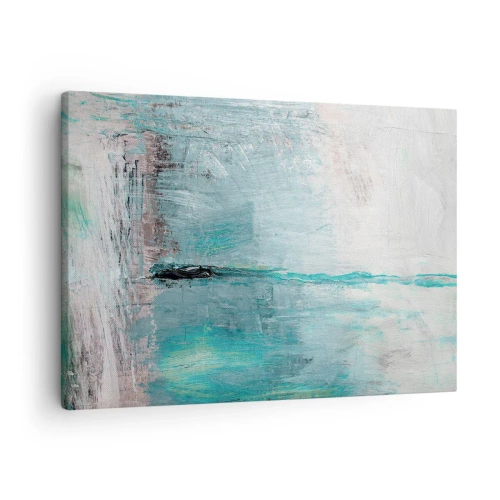 Obraz na płótnie - Horyzontalnie w błękicie - Abstrakcja w odcieniach turkusu i szarości - 70x50cm