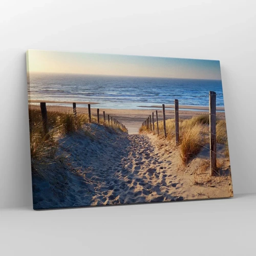 Obraz na płótnie - Morza szum, ptaków śpiew, dzika plaża pośród traw… - 70x50 cm