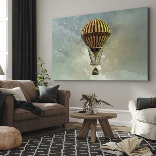 Obraz na płótnie - Pionierskie loty - Balon na gorące powietrze unoszący się wśród chmur - 70x50cm