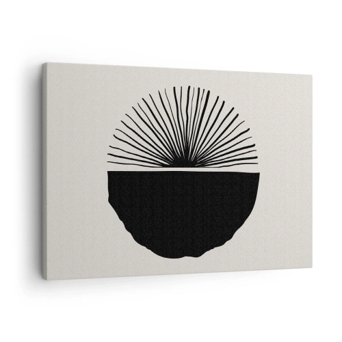 Obraz na płótnie - Wachlarz możliwości - Minimalistyczny czarny motyw na jasnym tle - 70x50cm