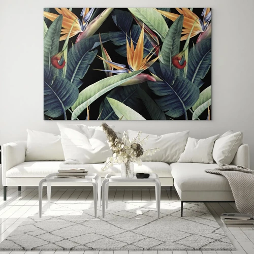 Obraz na szkle - Płomienne kwiaty tropików - 70x50 cm