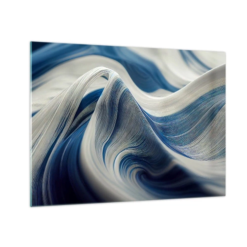 Obraz na szkle - Płynność błękitu i bieli - 70x50 cm