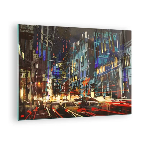 Obraz na szkle - Wieczorny gwar ulicy - 70x50 cm