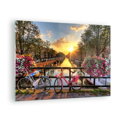 Obraz na szkle - Wiosenny poranek w Amsterdamie - 70x50 cm