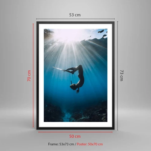 Plakat w czarnej ramie - Podwodny taniec - 50x70 cm
