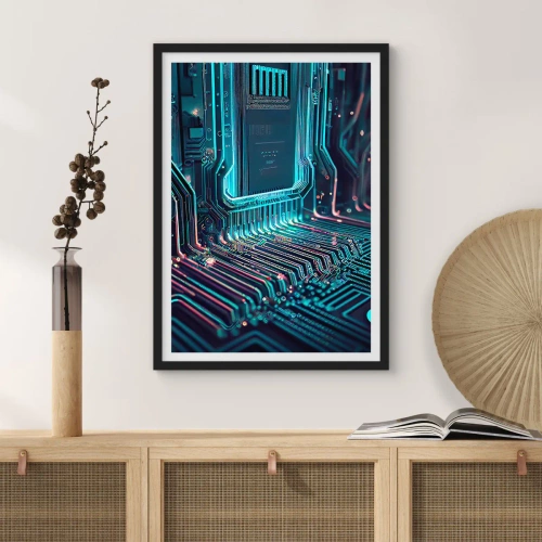 Plakat w czarnej ramie - Tak sobie myślę… - Futurystyczna wizja układu scalonego - 50x70cm