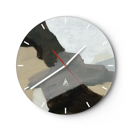 Zegar ścienny - Abstrakcja: rozstaje szarości - 30x30 cm