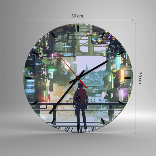 Zegar ścienny - Dwa światy - 30x30 cm