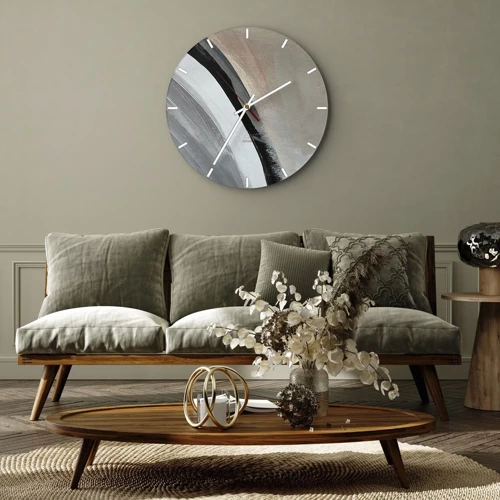 Zegar ścienny - Kompozycja: łuk czerni i szarości - 30x30 cm