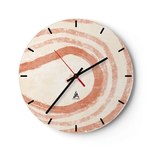 Zegar ścienny - Koralowe kręgi – kompozycja - 30x30 cm
