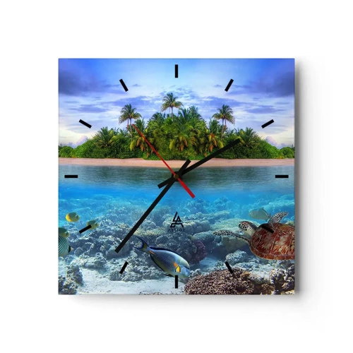 Zegar ścienny - Niebiańska wyspa zaprasza - 30x30 cm