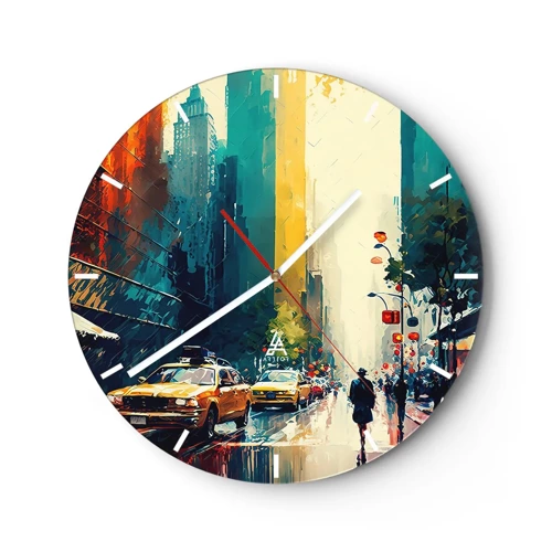 Zegar ścienny - Nowy Jork – tu nawet deszcz jest kolorowy - 30x30 cm