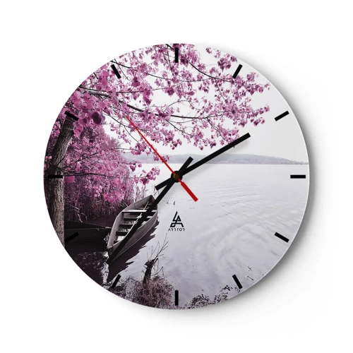Zegar ścienny - W różowej ciszy - 30x30 cm