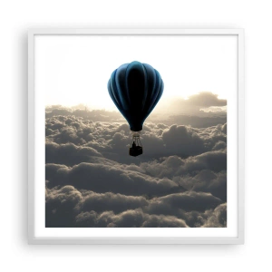 Plakat w białej ramie - Wędrowiec ponad chmurami - 60x60 cm